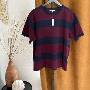 Madewell Red and Navy Striped Short Sleeve Tee